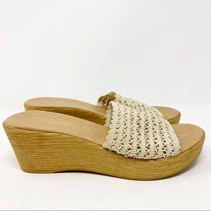 NEW A. Giannetti Woven Platform Slide Sandals